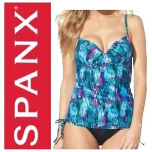 Spanx Love Your Assets Ruched Tankini Swim Top Size Medium